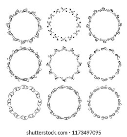 set of vector vintage frames on a white background