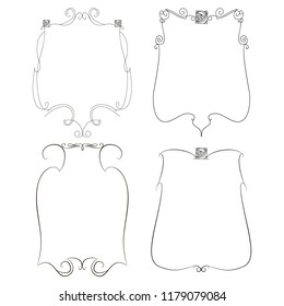 set of vector vintage frames on a white background