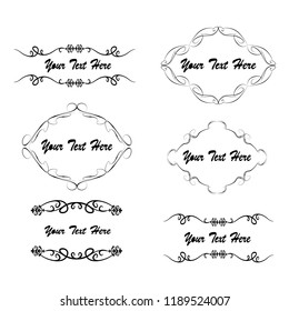 set of vector vintage frames on a white background