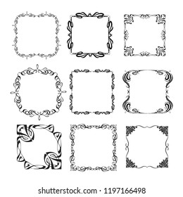 set of vector vintage frames on a white background