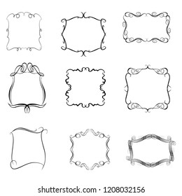 set of vector vintage frames on a white background