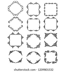 set of vector vintage frames on a white background