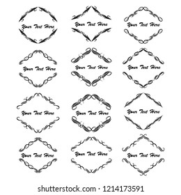 set of vector vintage frames on a white background