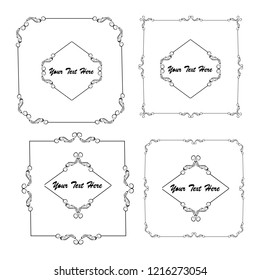 set of vector vintage frames on a white background