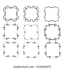 set of vector vintage frames on a white background