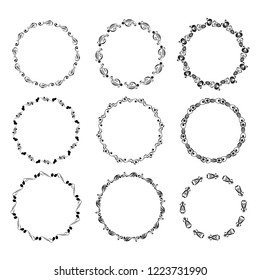 set of vector vintage frames on a white background