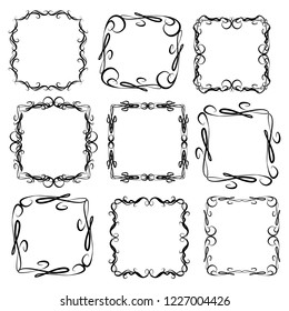 set of vector vintage frames on a white background