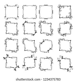 set of vector vintage frames on a white background