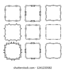 set of vector vintage frames on a white background