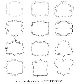 set of vector vintage frames on a white background