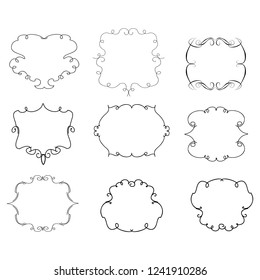 set of vector vintage frames on a white background