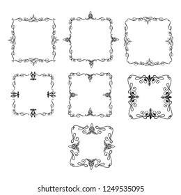 set of vector vintage frames on a white background