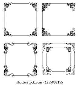 set of vector vintage frames on a white background
