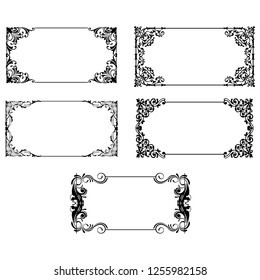set of vector vintage frames on a white background