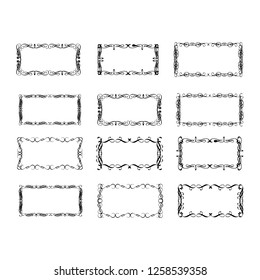 set of vector vintage frames on a white background
