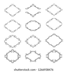 set of vector vintage frames on a white background