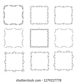 set of vector vintage frames on a white background