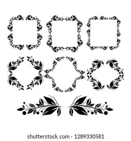 set of vector vintage frames on a white background