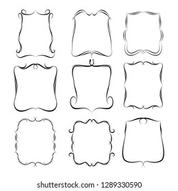 set of vector vintage frames on a white background