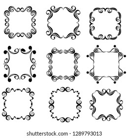 set of vector vintage frames on a white background