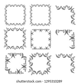 set of vector vintage frames on a white background