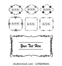 set of vector vintage frames on a white background