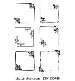 set of vector vintage frames on a white background