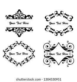 set of vector vintage frames on a white background