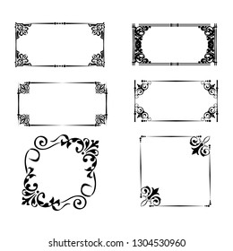 set of vector vintage frames on a white background