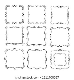 set of vector vintage frames on a white background