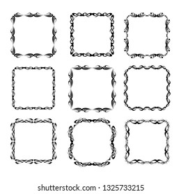 set of vector vintage frames on a white background