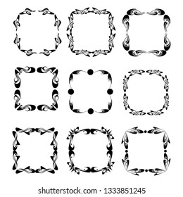 set of vector vintage frames on a white background