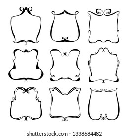 set of vector vintage frames on a white background