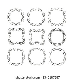 set of vector vintage frames on a white background