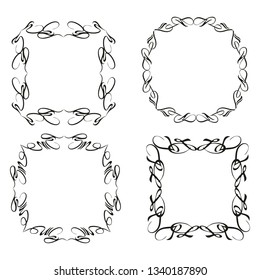 set of vector vintage frames on a white background