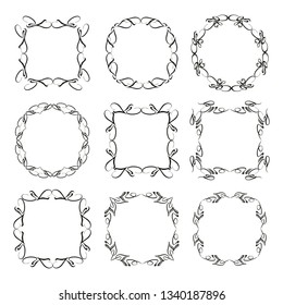 set of vector vintage frames on a white background