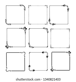 set of vector vintage frames on a white background