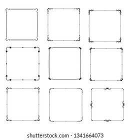 set of vector vintage frames on a white background