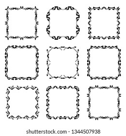 set of vector vintage frames on a white background