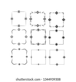 set of vector vintage frames on a white background