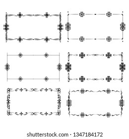 set of vector vintage frames on a white background