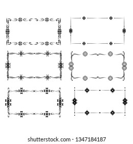 set of vector vintage frames on a white background
