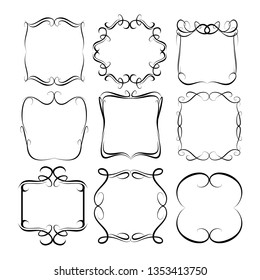 set of vector vintage frames on a white background