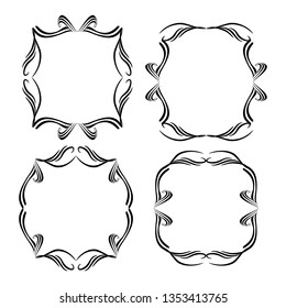 set of vector vintage frames on a white background