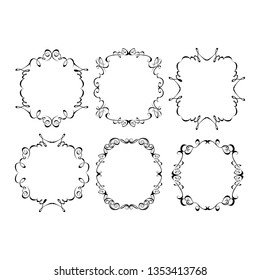 set of vector vintage frames on a white background