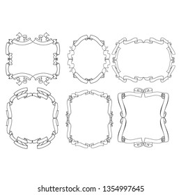 set of vector vintage frames on a white background
