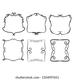 set of vector vintage frames on a white background