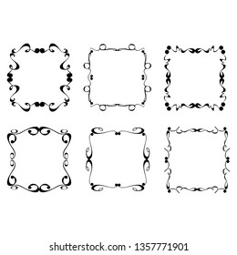 set of vector vintage frames on a white background