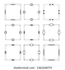 set of vector vintage frames on a white background