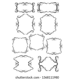 set of vector vintage frames on a white background